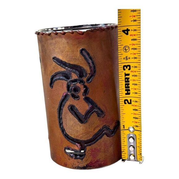 Vintage Handcrafted Kokopelli Copper Candle Holder 4" Tall Rust Patina Rustic - Picture 5 of 6